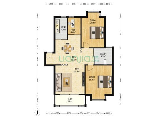 世纪城 3室2厅1卫 102平方
