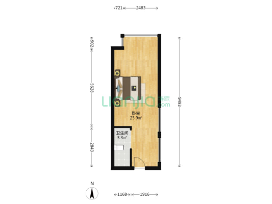 北岸明珠·龙湾 1室0厅1卫 46平方