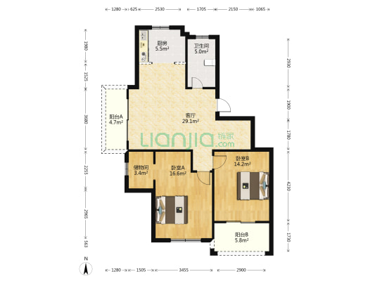 临江雅苑 2室1厅1卫 100平方