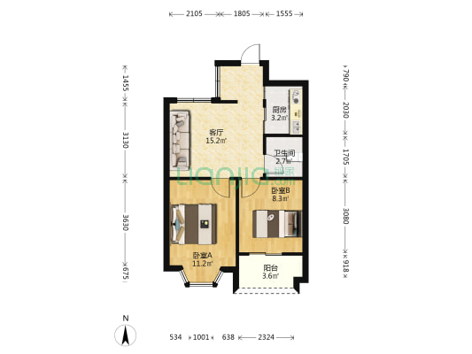 东方名城禾郡 2室1厅1卫 52平方
