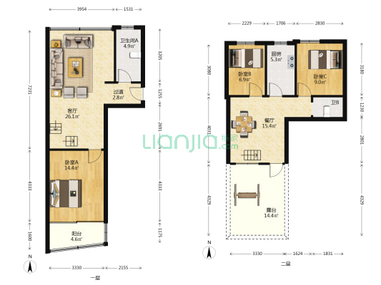 峙山北路住宅区 3室2厅2卫 55平方