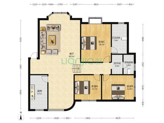 集关街北段28号 3室1厅3卫 146平方