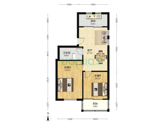 虹桥云禧 2室1厅1卫 71平方