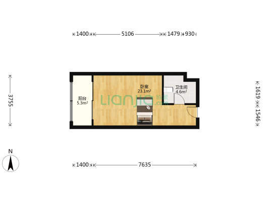 阳澄湖世纪大楼 1室0厅1卫 48平方