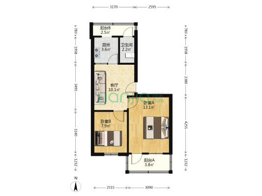 18亩地小区 2室1厅1卫 53平方