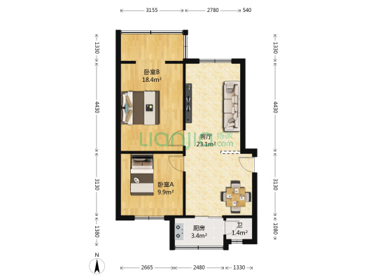 通济巷27号 2室1厅1卫 59平方