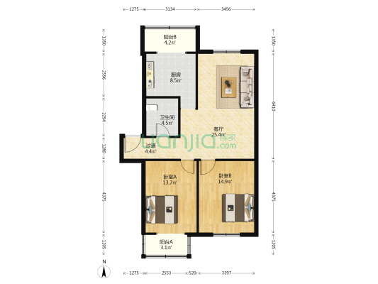 南江小区 2室1厅1卫 98平方