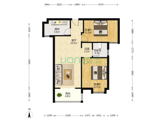 花样年花好园 2室1厅1卫 86平方