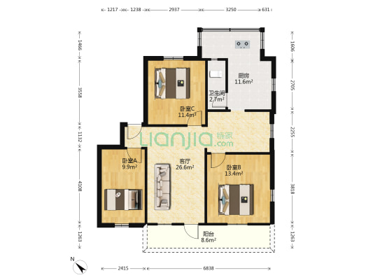 文锋中路九巷 3室1厅1卫 90平方