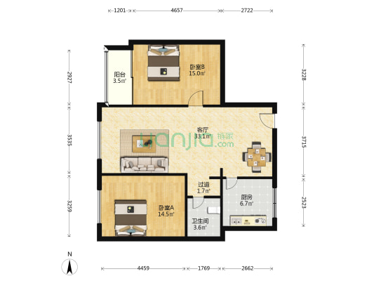宏昌楼 2室1厅1卫 101平方