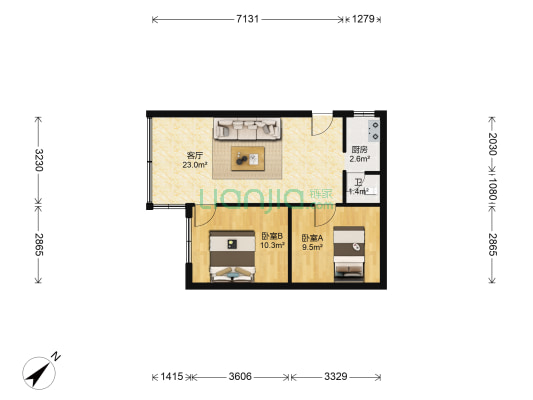 市西路140号 2室1厅1卫 59平方