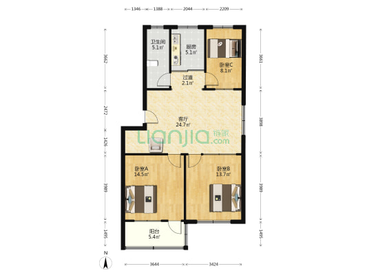 阳光花园北区 3室1厅1卫 100平方