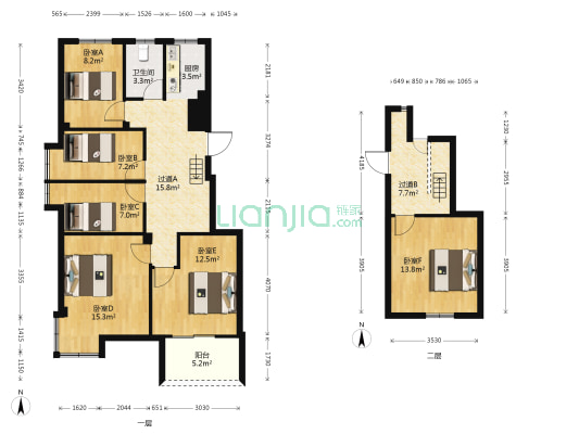 天庐苑 6室0厅1卫 131平方