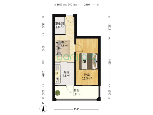 大有坊小区 1室1厅1卫 41平方