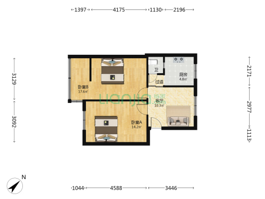 省建四公司家属生活区 2室1厅1卫 57平方