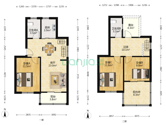 新浒花园三区 3室1厅2卫 100平方