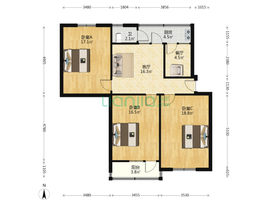 四十米大街 3室2厅1卫 85平方