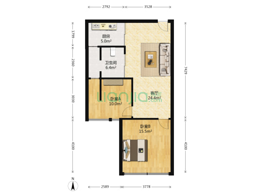 石林中心城 2室1厅1卫 62平方