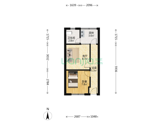 梨园公寓 1室1厅1卫 36平方