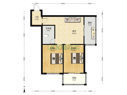 永泰商住楼 2室1厅1卫 84平方