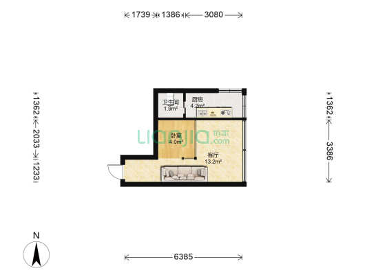 银花家园 1室1厅1卫 31平方