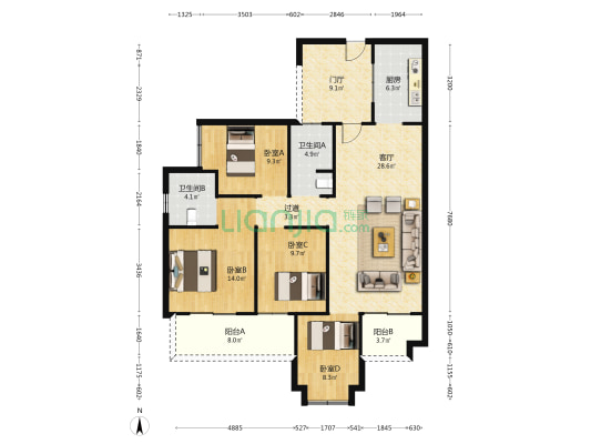 西璟台 4室1厅2卫 126平方