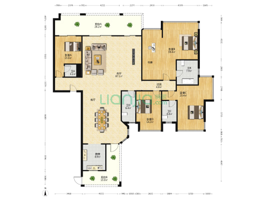 高迪公馆 4室1厅4卫 268平方
