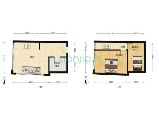 熙金广场 2室1厅1卫 50平方