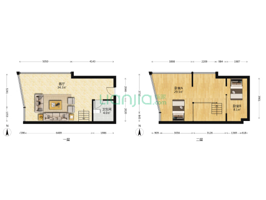 升龙江岛时代 2室1厅1卫 56平方
