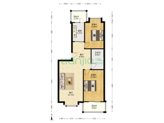 此房满五 房主诚心出售南北通透户型 价格可议-户型图