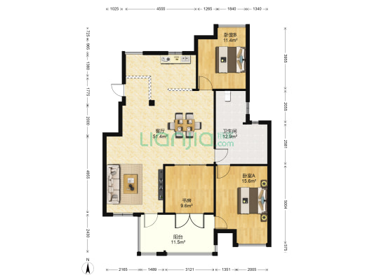 惠山雅苑 3室1厅1卫 127平方