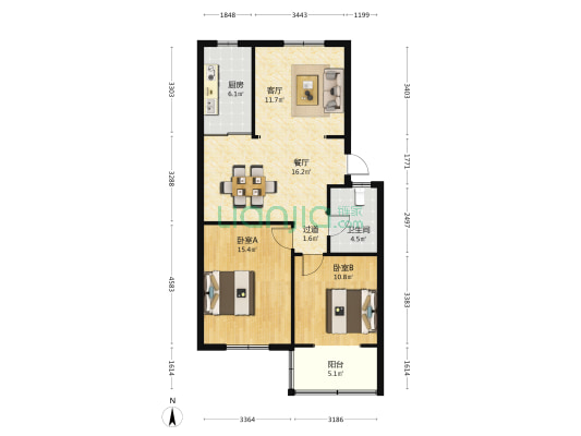 怡康公寓 2室2厅1卫 85平方