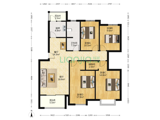 庐阳佳苑D组团 4室2厅1卫 135平方