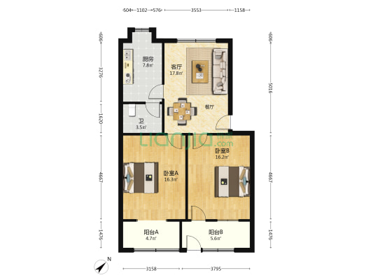 襄阳市四季美好燃气公司家属院 2室1厅1卫 80平方