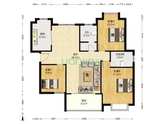 汾湖人家 3室1厅2卫 138平方