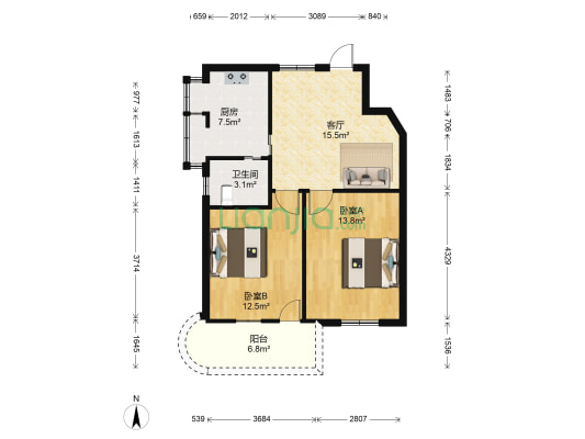 福寿巷13号 2室1厅1卫 73平方