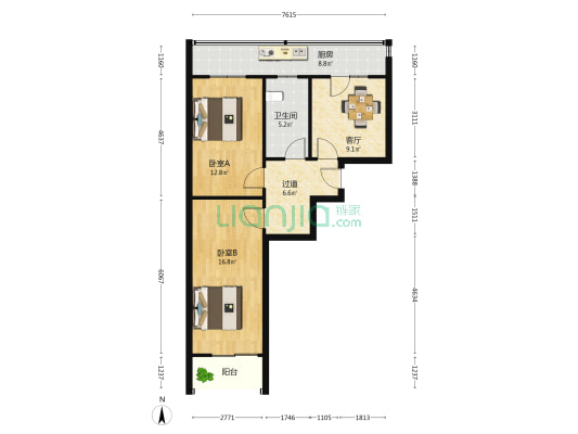 彩印厂宿舍 2室1厅1卫 65平方