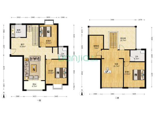 蠡墅花园天华苑东区 4室1厅2卫 134平方