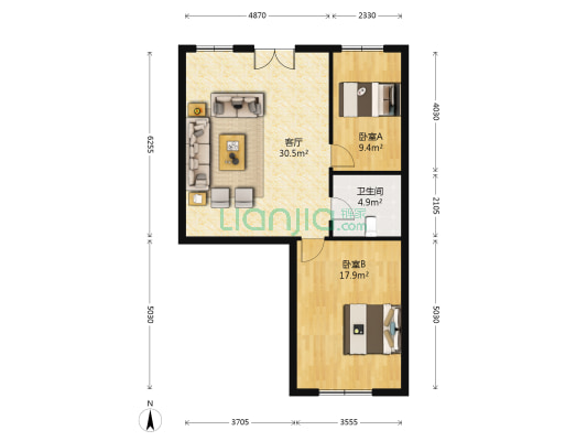 阳光家园北区 2室1厅1卫 92平方