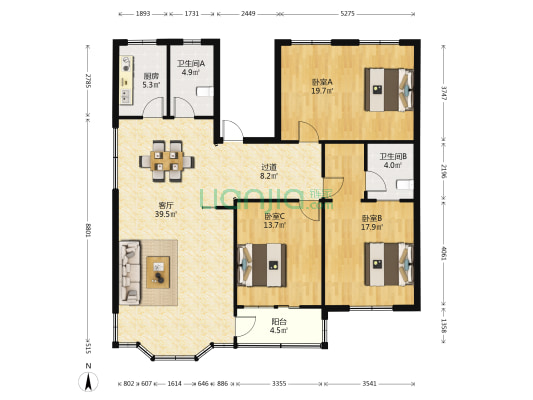 梅堰路13号 3室1厅2卫 141平方