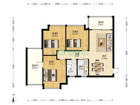 宁海优家 3室1厅1卫 91平方