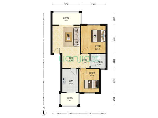 龙王渡小区一期 2室1厅1卫 74平方
