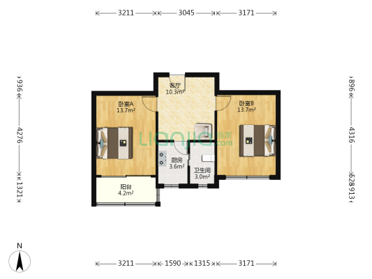 西长小区 2室1厅1卫 56平方