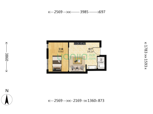 虹桥领御 1室1厅1卫 43平方