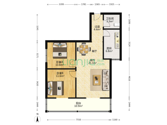 太华路小区 2室1厅1卫 95平方