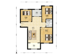 鹏渤印象城牛津花园 3室1厅 南 北-涿州鹏渤印象城牛津花园户型图