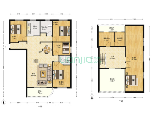 梅林商住楼 5室1厅2卫 167平方