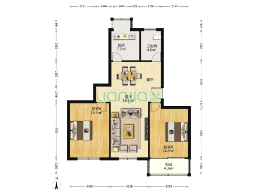 华山路97号院 2室1厅1卫 100平方