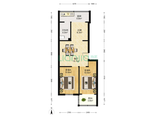 栖凤花园二期 2室1厅1卫 70平方