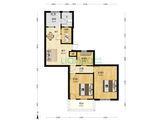 二抗宿舍 4室1厅1卫 71平方